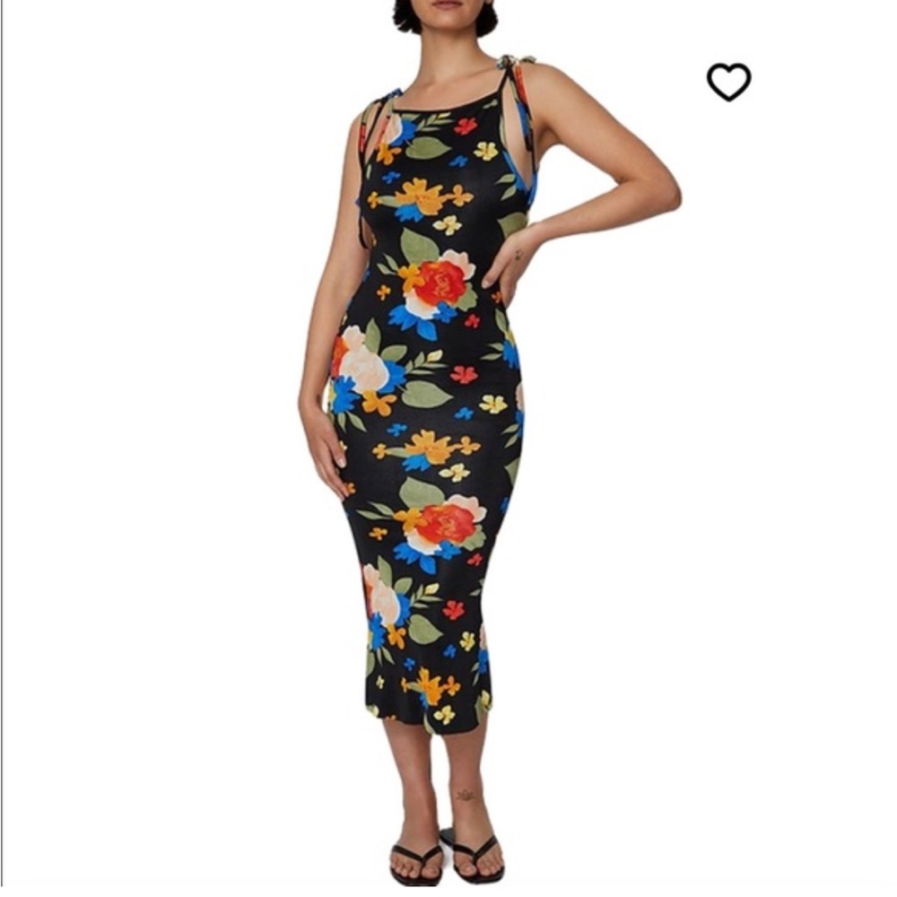 NWT‎ We Wore What Danielle Bernstein Tropicana Dress Small Black Floral Maxi